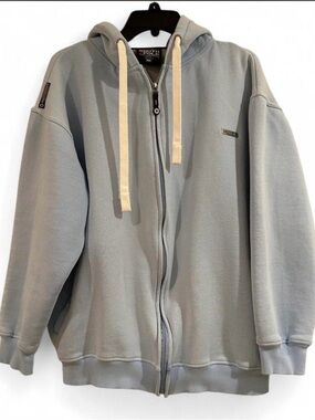 Vintage Y2K SOUTH POLE Light Blue Full Zip-Up Baggy Hoodie Men’s SIZE Medium